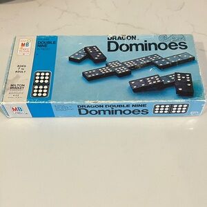 Vintage Dragon Double Nine Dominoes - Black